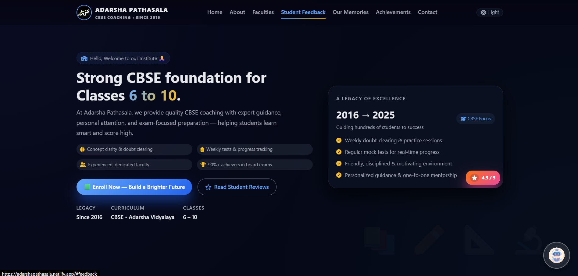Adarsha Pathasala Website Preview